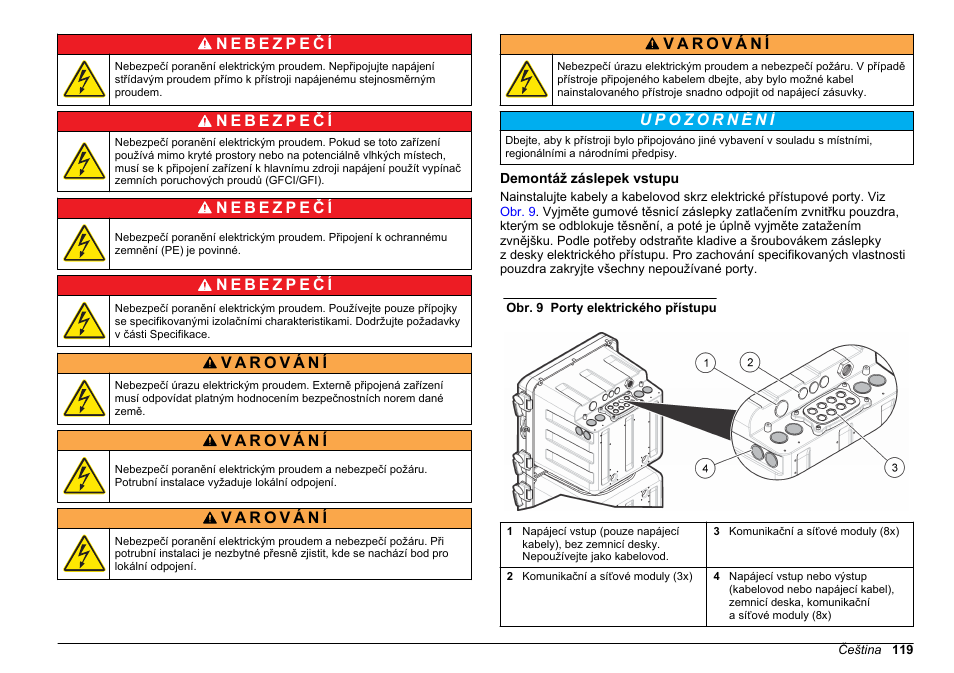 Demontáž záslepek vstupu | Hach-Lange HACH 5500 sc Installation User Manual | Page 119 / 408