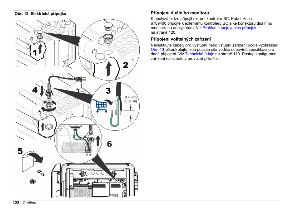 Připojení duálního monitoru, Připojení volitelných zařízení, Obr. 12 | Hach-Lange HACH 5500 sc Installation User Manual | Page 122 / 408