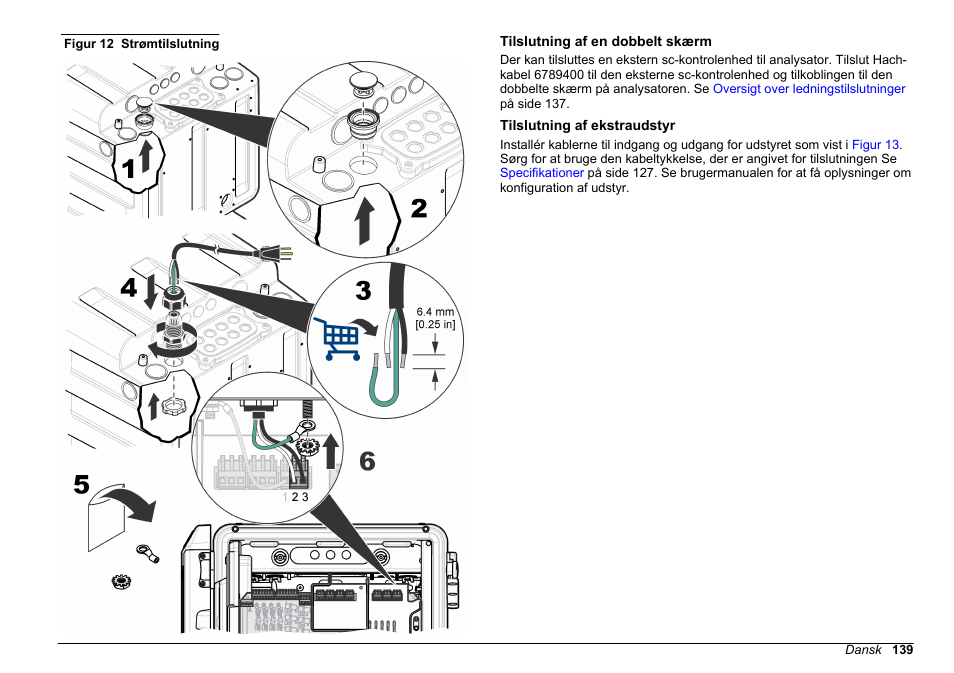 Tilslutning af en dobbelt skærm, Tilslutning af ekstraudstyr, Figur 12 | Hach-Lange HACH 5500 sc Installation User Manual | Page 139 / 408