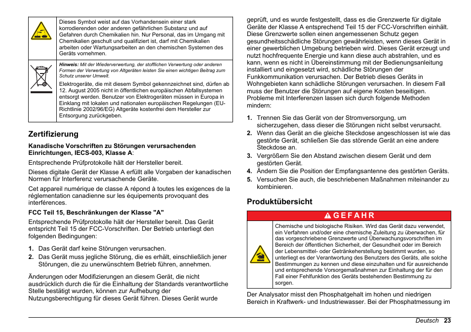 Zertifizierung, Produktübersicht | Hach-Lange HACH 5500 sc Installation User Manual | Page 23 / 408