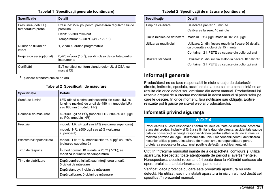 Informaţii generale, Informaţii privind siguranţa | Hach-Lange HACH 5500 sc Installation User Manual | Page 251 / 408