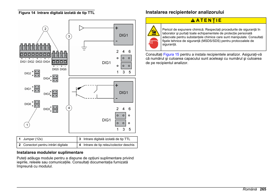 Instalarea modulelor suplimentare, Instalarea recipientelor analizorului, Figura 14 | Hach-Lange HACH 5500 sc Installation User Manual | Page 265 / 408