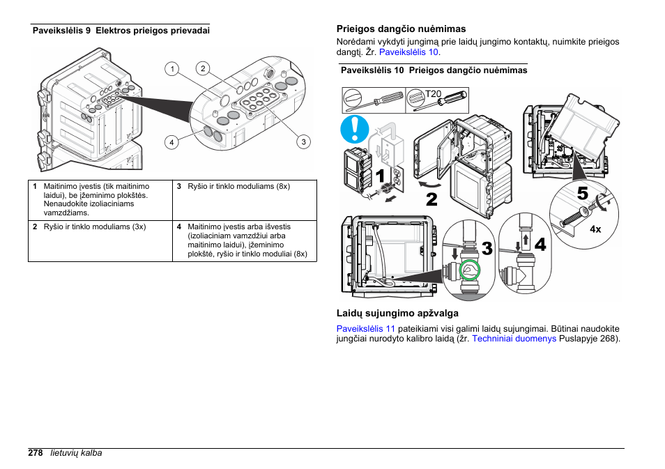 Prieigos dangčio nuėmimas, Laidų sujungimo apžvalga | Hach-Lange HACH 5500 sc Installation User Manual | Page 278 / 408
