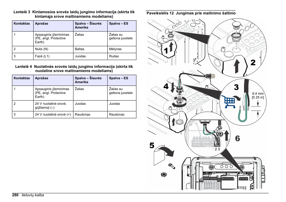 Lentelė 3, Arba, Lentelė 4 | Paveikslėlis 12 | Hach-Lange HACH 5500 sc Installation User Manual | Page 280 / 408