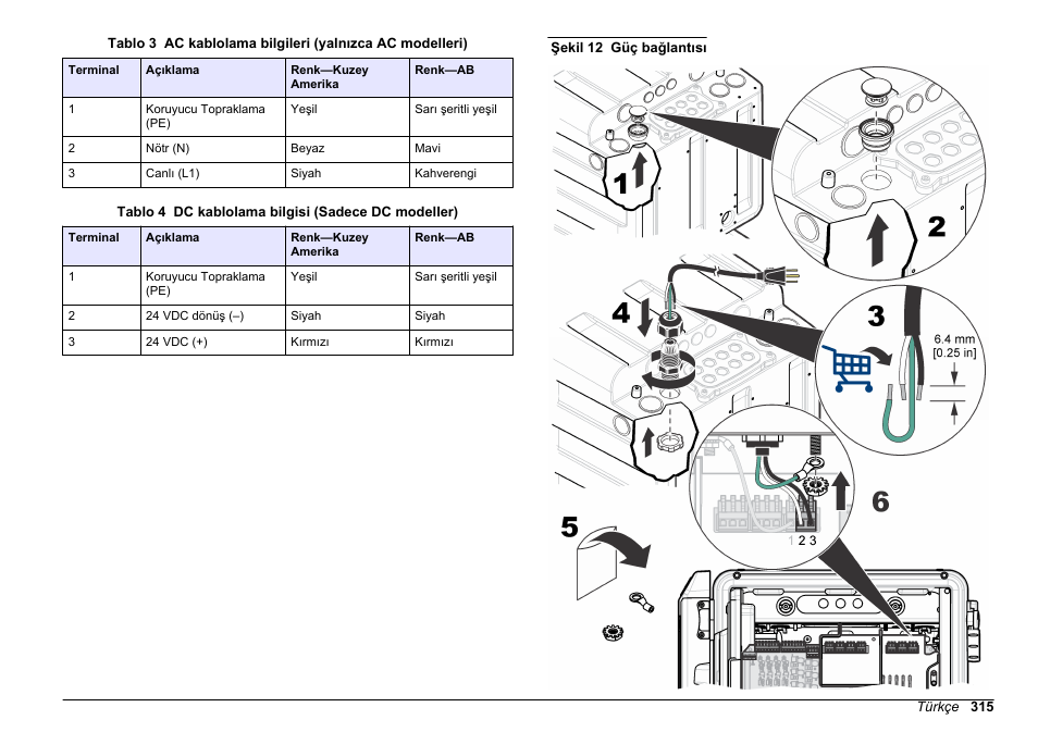 Bağlantısını yapmak için bkz, Tablo 3, Veya | Tablo 4, Şekil 12 | Hach-Lange HACH 5500 sc Installation User Manual | Page 315 / 408