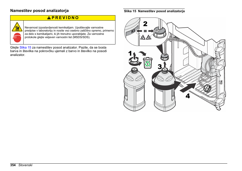 Namestitev posod analizatorja | Hach-Lange HACH 5500 sc Installation User Manual | Page 354 / 408
