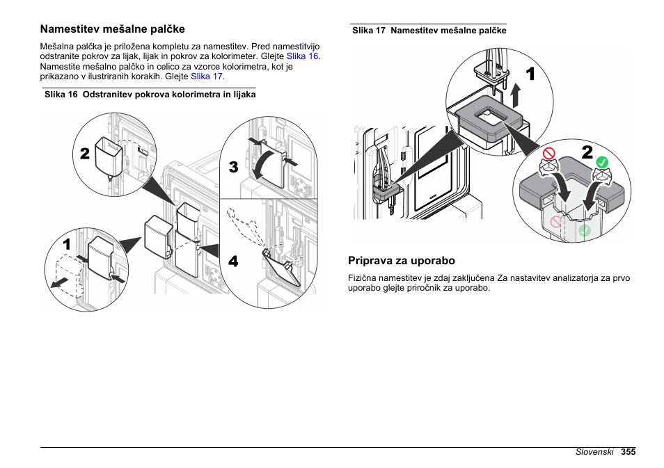 Namestitev mešalne palčke, Priprava za uporabo | Hach-Lange HACH 5500 sc Installation User Manual | Page 355 / 408