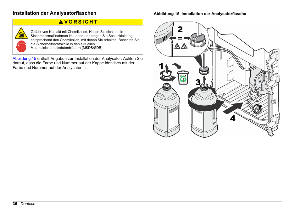 Installation der analysatorflaschen | Hach-Lange HACH 5500 sc Installation User Manual | Page 36 / 408