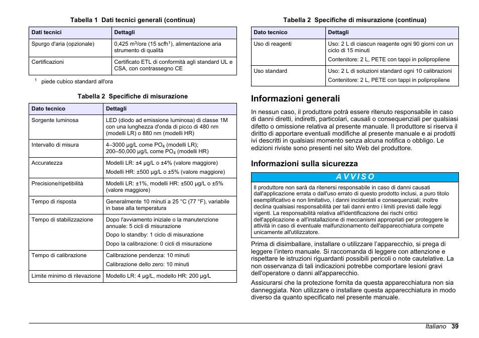 Informazioni generali, Informazioni sulla sicurezza | Hach-Lange HACH 5500 sc Installation User Manual | Page 39 / 408