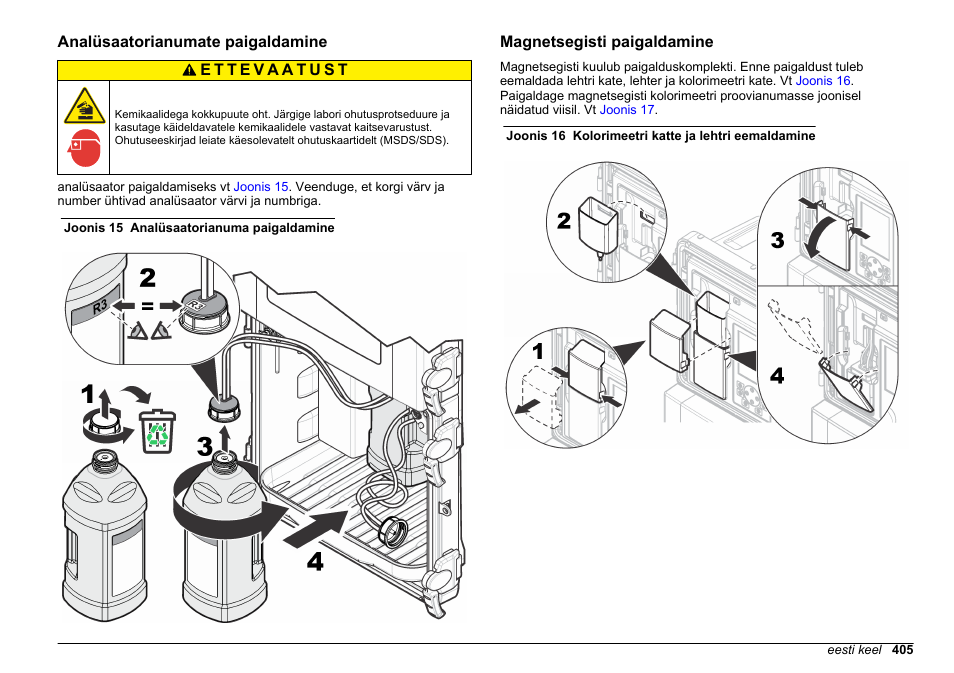 Analüsaatorianumate paigaldamine, Magnetsegisti paigaldamine | Hach-Lange HACH 5500 sc Installation User Manual | Page 405 / 408