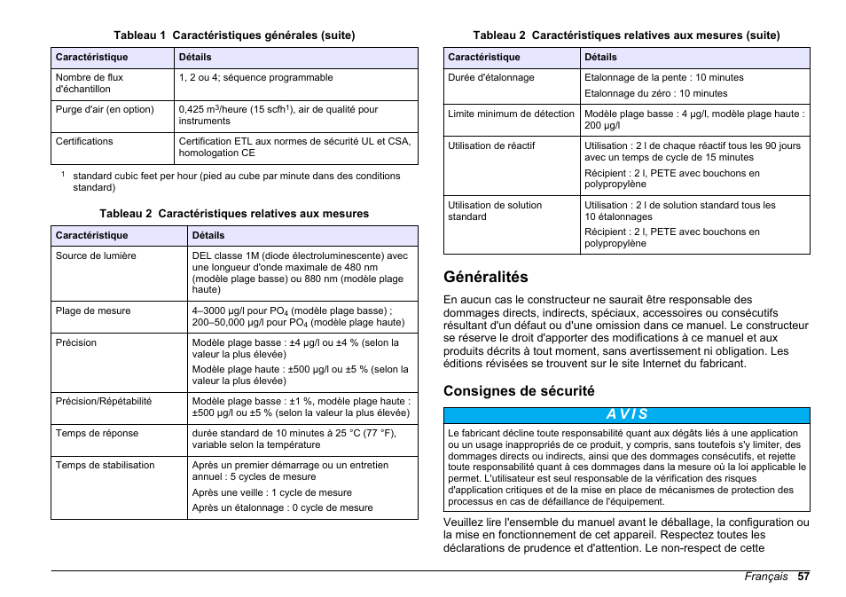 Généralités, Consignes de sécurité | Hach-Lange HACH 5500 sc Installation User Manual | Page 57 / 408