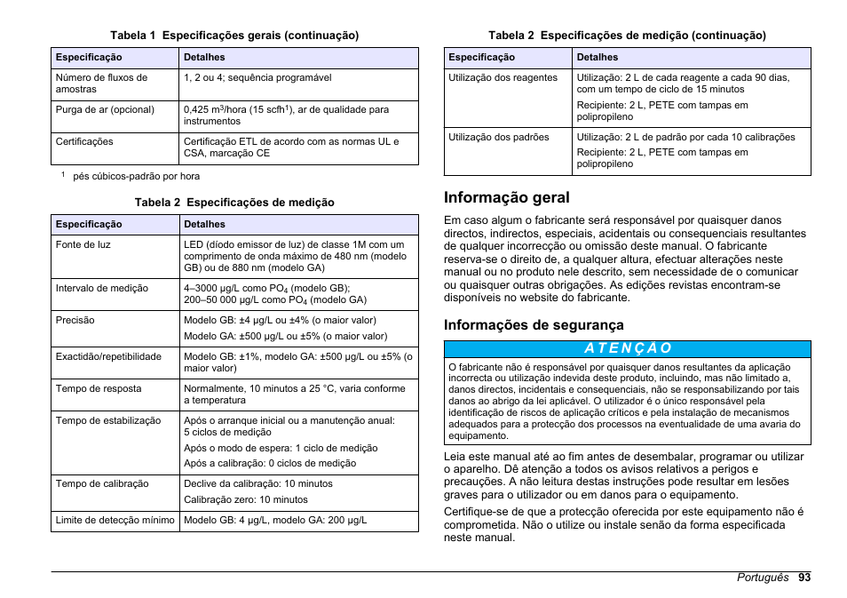 Informação geral, Informações de segurança | Hach-Lange HACH 5500 sc Installation User Manual | Page 93 / 408