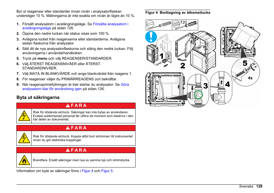 Byta ut säkringarna, F a r a | Hach-Lange HACH 5500 sc Maintenance and Troubleshooting User Manual | Page 129 / 286