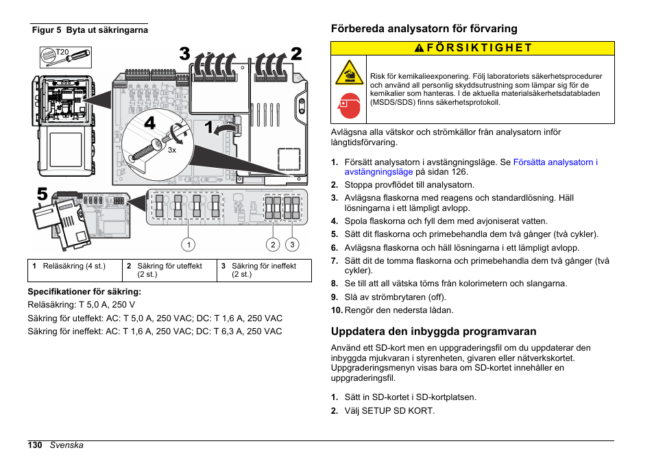 Förbereda analysatorn för förvaring, Uppdatera den inbyggda programvaran, Figur 5 | Hach-Lange HACH 5500 sc Maintenance and Troubleshooting User Manual | Page 130 / 286