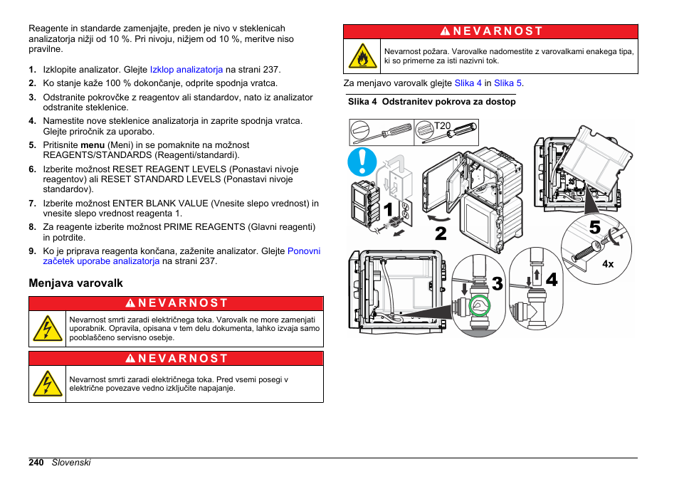 Menjava varovalk | Hach-Lange HACH 5500 sc Maintenance and Troubleshooting User Manual | Page 240 / 286