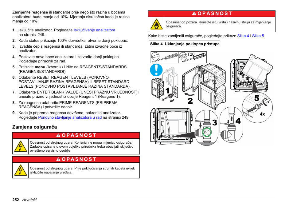Zamjena osigurača | Hach-Lange HACH 5500 sc Maintenance and Troubleshooting User Manual | Page 252 / 286