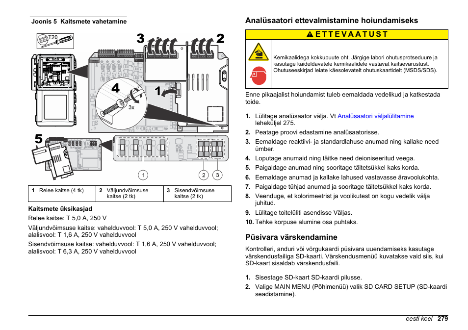 Analüsaatori ettevalmistamine hoiundamiseks, Püsivara värskendamine, Joonis 5 | Hach-Lange HACH 5500 sc Maintenance and Troubleshooting User Manual | Page 279 / 286