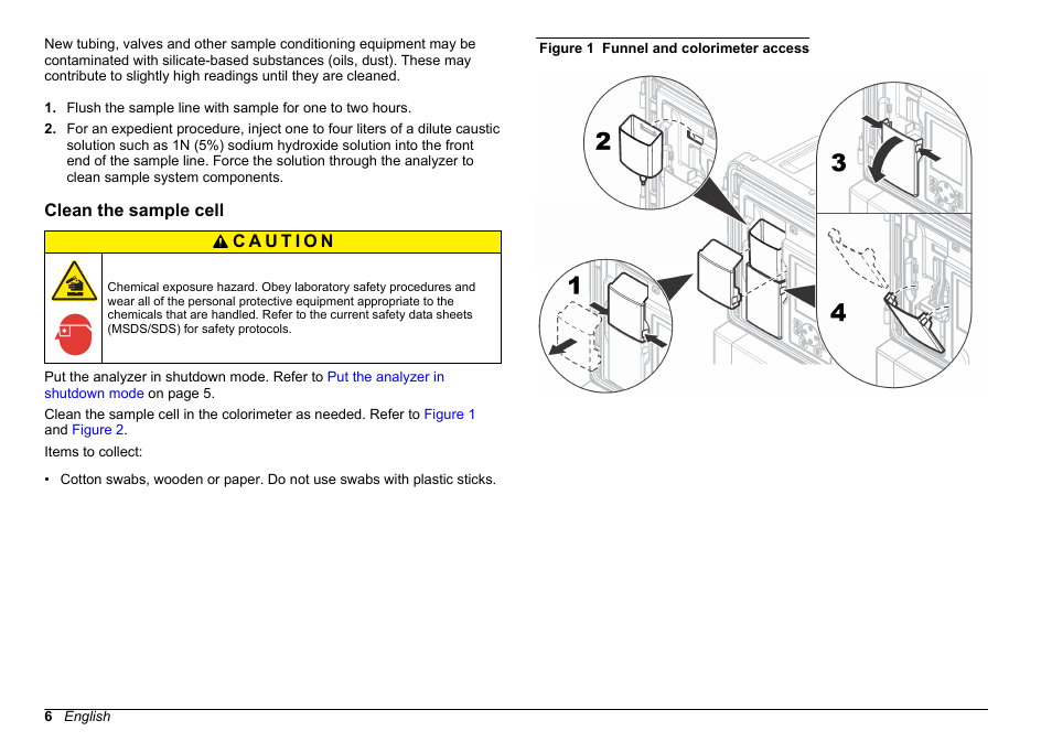 Clean the sample cell, Clean, The sample cell | Hach-Lange HACH 5500 sc Maintenance and Troubleshooting User Manual | Page 6 / 286