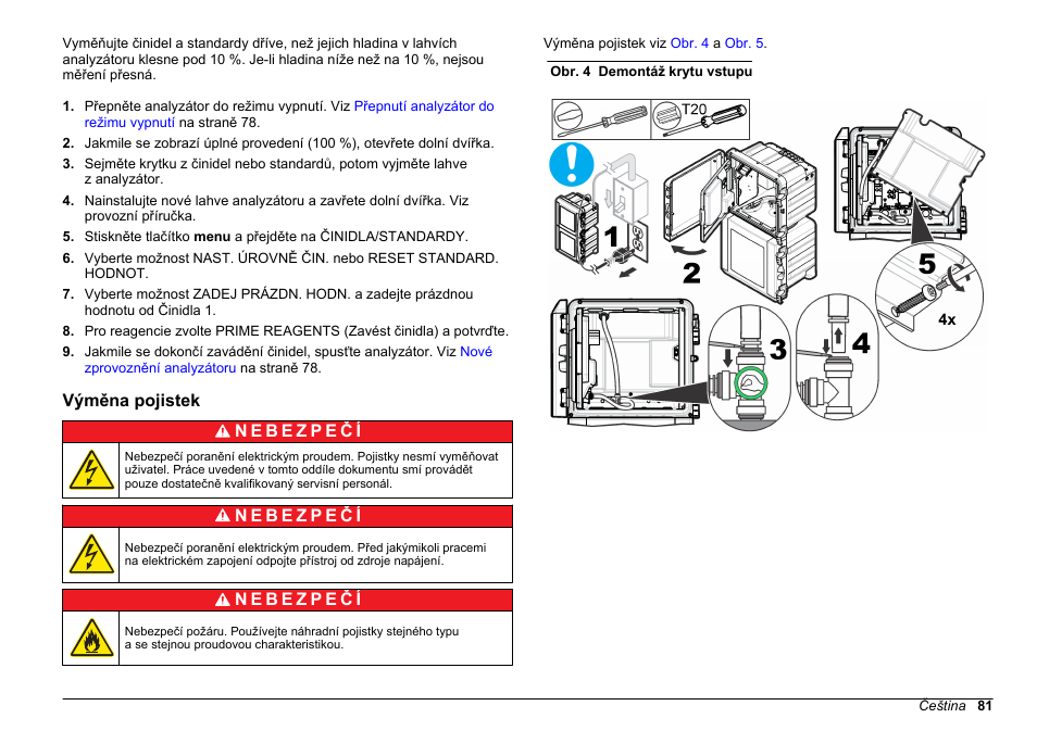 Výměna pojistek | Hach-Lange HACH 5500 sc Maintenance and Troubleshooting User Manual | Page 81 / 286