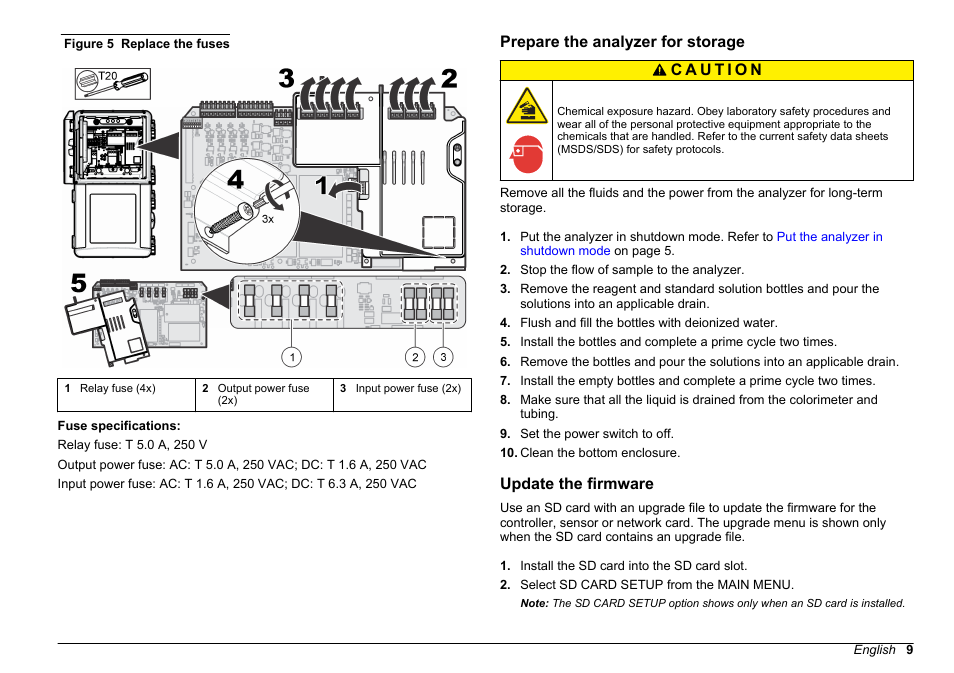 Prepare the analyzer for storage, Update the firmware, Figure 5 | Hach-Lange HACH 5500 sc Maintenance and Troubleshooting User Manual | Page 9 / 286