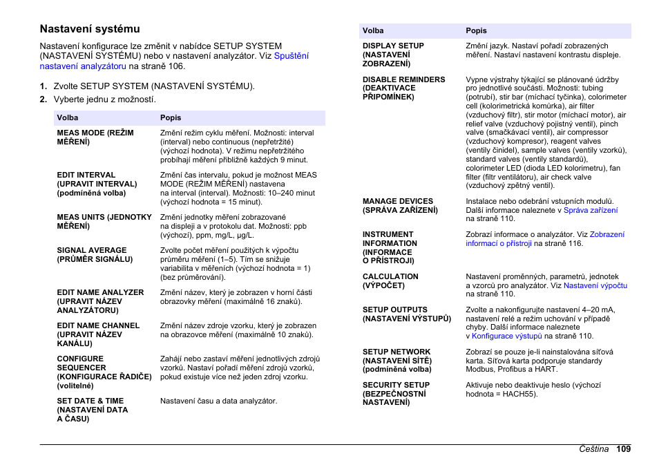 Nastavení systému | Hach-Lange HACH 5500 sc PO43-HR Operations User Manual | Page 109 / 390