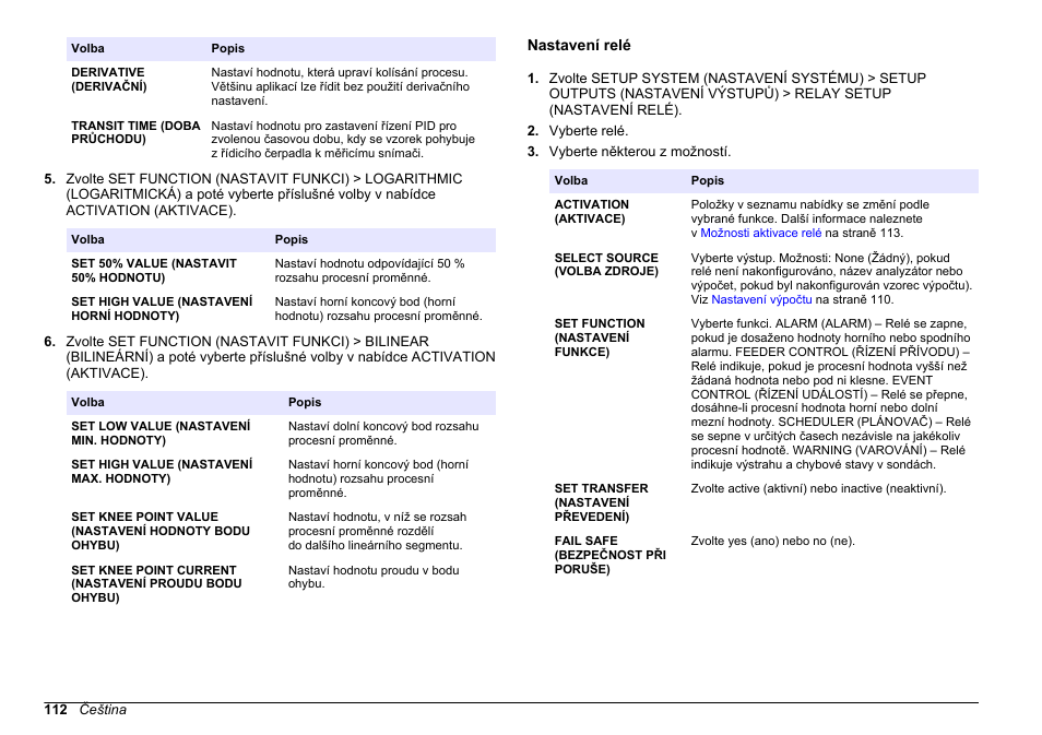 Nastavení relé | Hach-Lange HACH 5500 sc PO43-HR Operations User Manual | Page 112 / 390