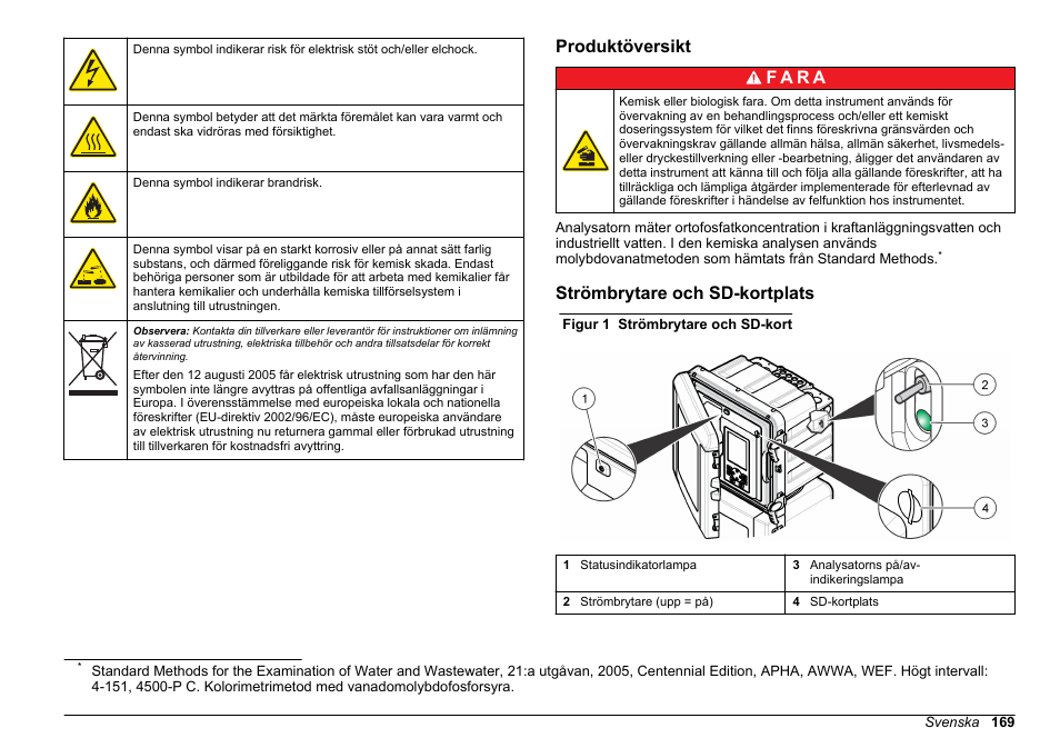 Produktöversikt, Strömbrytare och sd-kortplats | Hach-Lange HACH 5500 sc PO43-HR Operations User Manual | Page 169 / 390