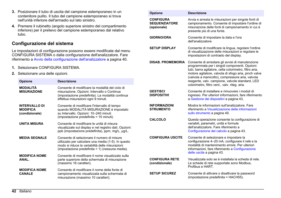 Configurazione del sistema | Hach-Lange HACH 5500 sc PO43-HR Operations User Manual | Page 42 / 390