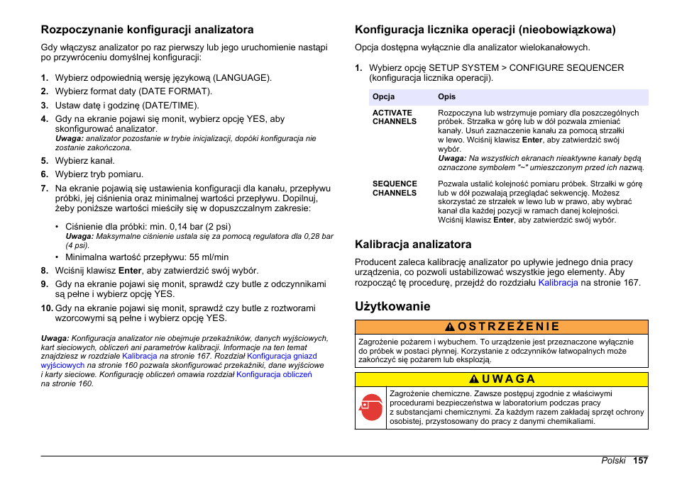 Rozpoczynanie konfiguracji analizatora, Konfiguracja licznika operacji (nieobowiązkowa), Kalibracja analizatora | Użytkowanie | Hach-Lange HACH 5500 sc PO43-LR Operations User Manual | Page 157 / 392