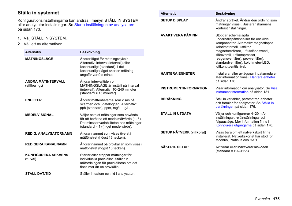 Ställa in systemet | Hach-Lange HACH 5500 sc PO43-LR Operations User Manual | Page 175 / 392