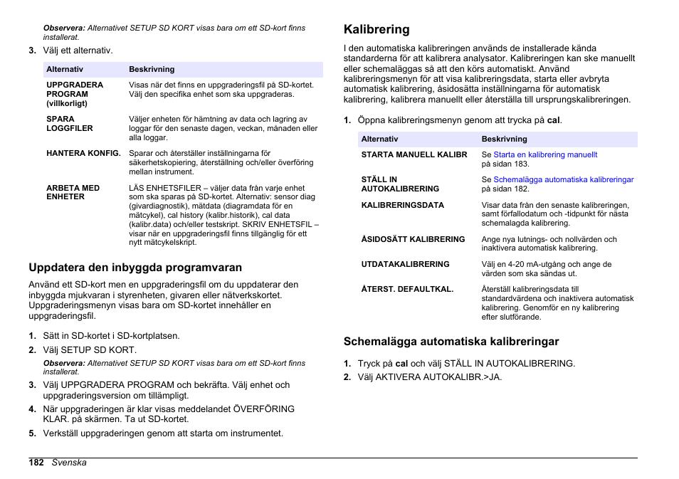 Uppdatera den inbyggda programvaran, Kalibrering, Schemalägga automatiska kalibreringar | Hach-Lange HACH 5500 sc PO43-LR Operations User Manual | Page 182 / 392