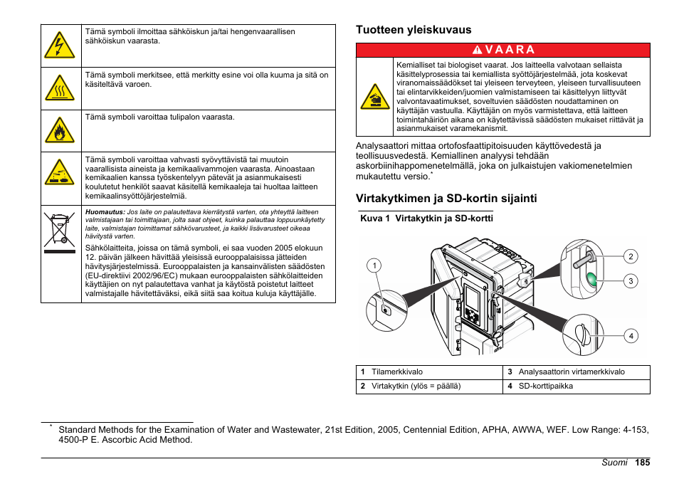 Tuotteen yleiskuvaus, Virtakytkimen ja sd-kortin sijainti | Hach-Lange HACH 5500 sc PO43-LR Operations User Manual | Page 185 / 392