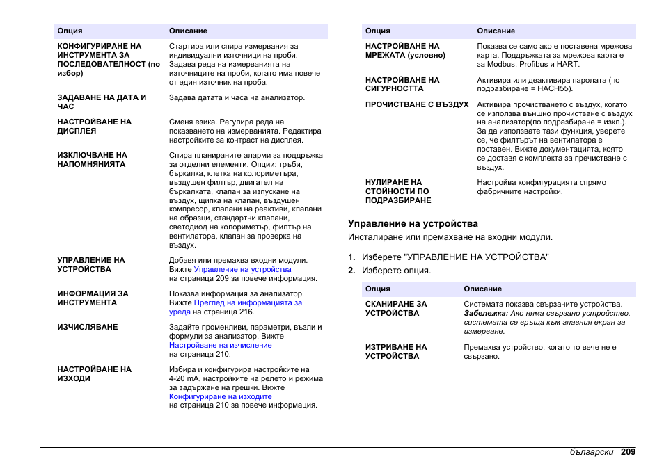 Управление на устройства | Hach-Lange HACH 5500 sc PO43-LR Operations User Manual | Page 209 / 392