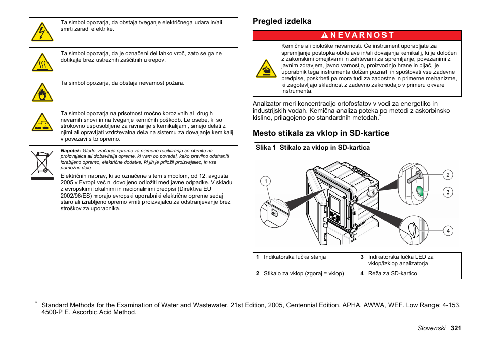 Pregled izdelka, Mesto stikala za vklop in sd-kartice | Hach-Lange HACH 5500 sc PO43-LR Operations User Manual | Page 321 / 392