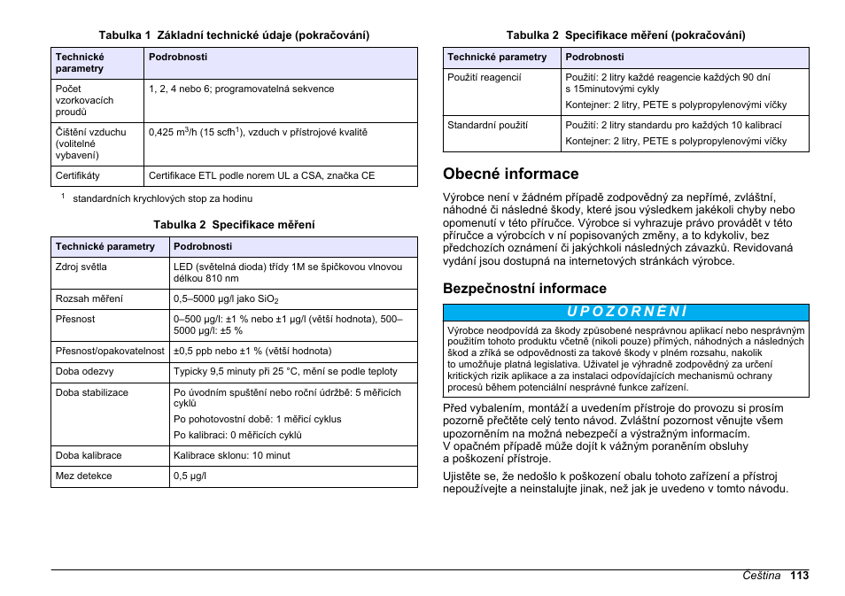 Obecné informace, Bezpečnostní informace | Hach-Lange HACH 5500 sc SiO2 Installation User Manual | Page 113 / 418