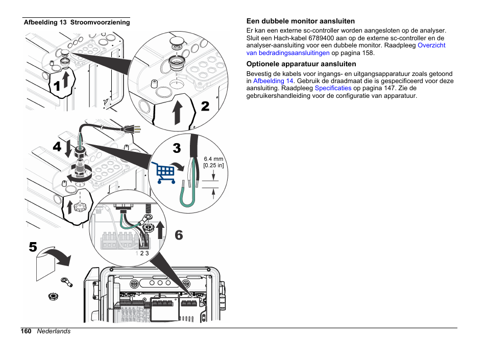 Een dubbele monitor aansluiten, Optionele apparatuur aansluiten, Afbeelding 13 | Hach-Lange HACH 5500 sc SiO2 Installation User Manual | Page 160 / 418