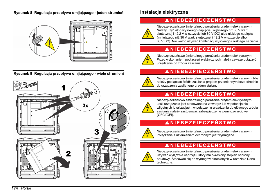 Instalacja elektryczna, Ustawiając wartość przepływu zgodnie z, Rysunek 8 | Rysunek 9 | Hach-Lange HACH 5500 sc SiO2 Installation User Manual | Page 174 / 418