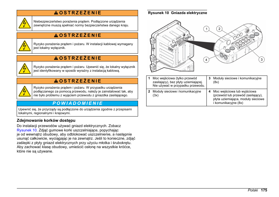 Zdejmowanie korków dostępu | Hach-Lange HACH 5500 sc SiO2 Installation User Manual | Page 175 / 418