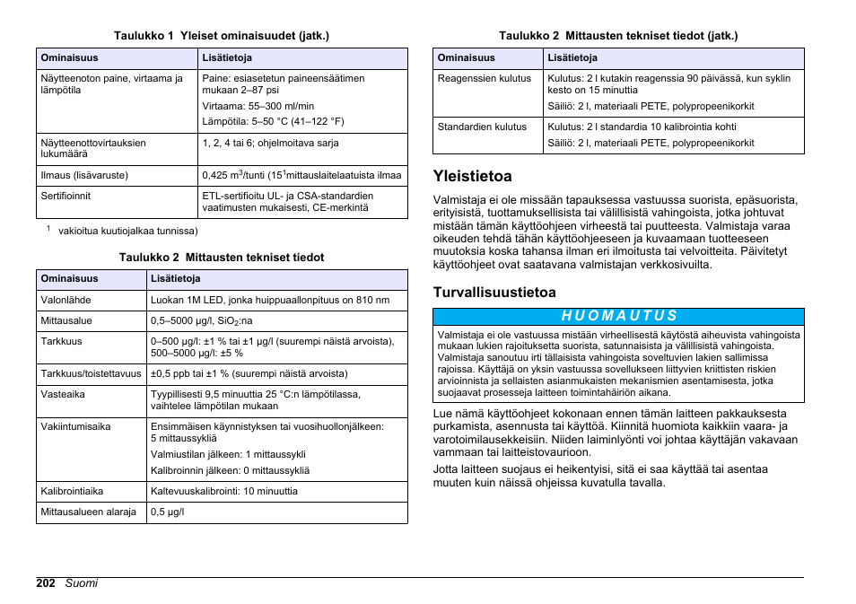 Yleistietoa, Turvallisuustietoa, Sivulla | Hach-Lange HACH 5500 sc SiO2 Installation User Manual | Page 202 / 418