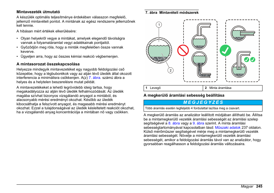 Mintavezeték útmutató, A mintasorozat összekapcsolása, A megkerülő áramlási sebesség beállítása | Hach-Lange HACH 5500 sc SiO2 Installation User Manual | Page 245 / 418