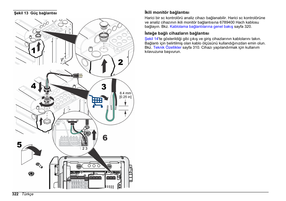 Ikili monitör bağlantısı, Isteğe bağlı cihazların bağlantısı, Şekil 13 | Hach-Lange HACH 5500 sc SiO2 Installation User Manual | Page 322 / 418