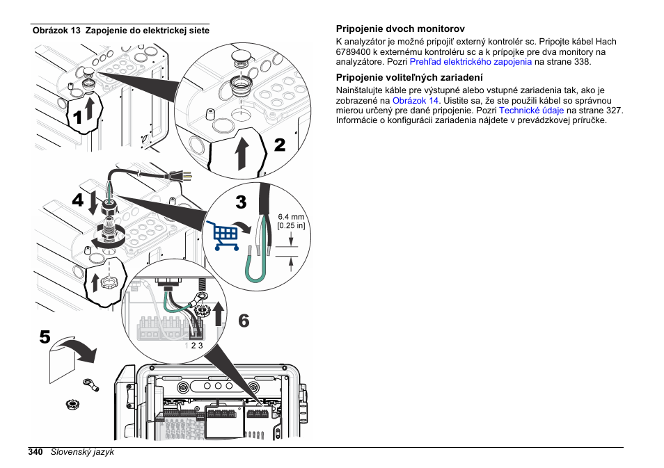 Pripojenie dvoch monitorov, Pripojenie voliteľných zariadení, Obrázok 13 | Hach-Lange HACH 5500 sc SiO2 Installation User Manual | Page 340 / 418