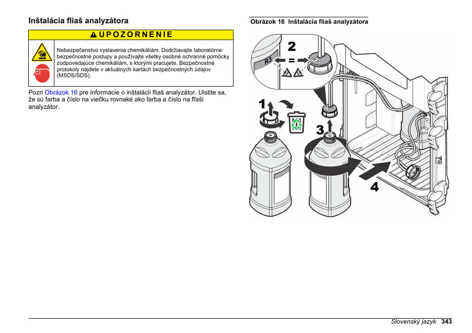 Inštalácia fliaš analyzátora | Hach-Lange HACH 5500 sc SiO2 Installation User Manual | Page 343 / 418