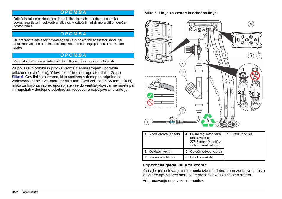 Priporočila glede linije za vzorec | Hach-Lange HACH 5500 sc SiO2 Installation User Manual | Page 352 / 418