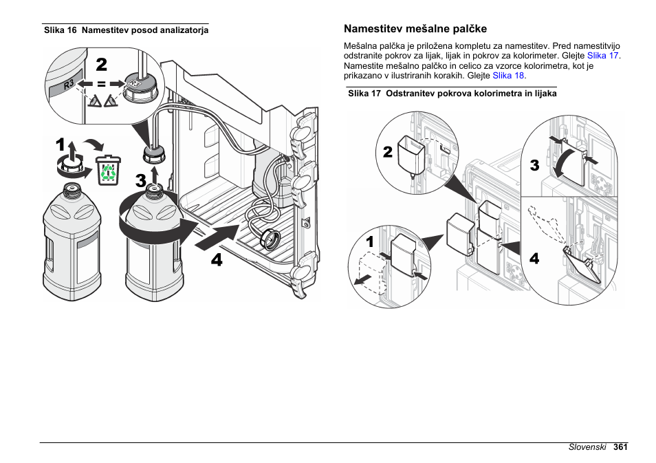 Namestitev mešalne palčke | Hach-Lange HACH 5500 sc SiO2 Installation User Manual | Page 361 / 418