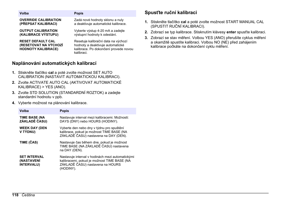 Naplánování automatických kalibrací, Spusťte ruční kalibraci | Hach-Lange HACH 5500 sc SiO2 Operations User Manual | Page 118 / 394