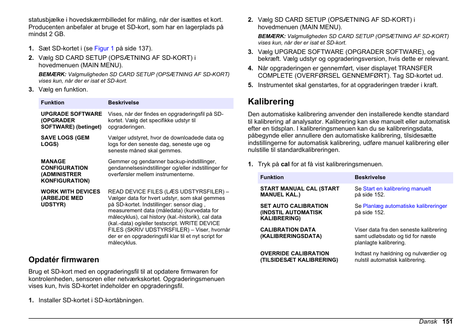 Opdatér firmwaren, Kalibrering | Hach-Lange HACH 5500 sc SiO2 Operations User Manual | Page 151 / 394