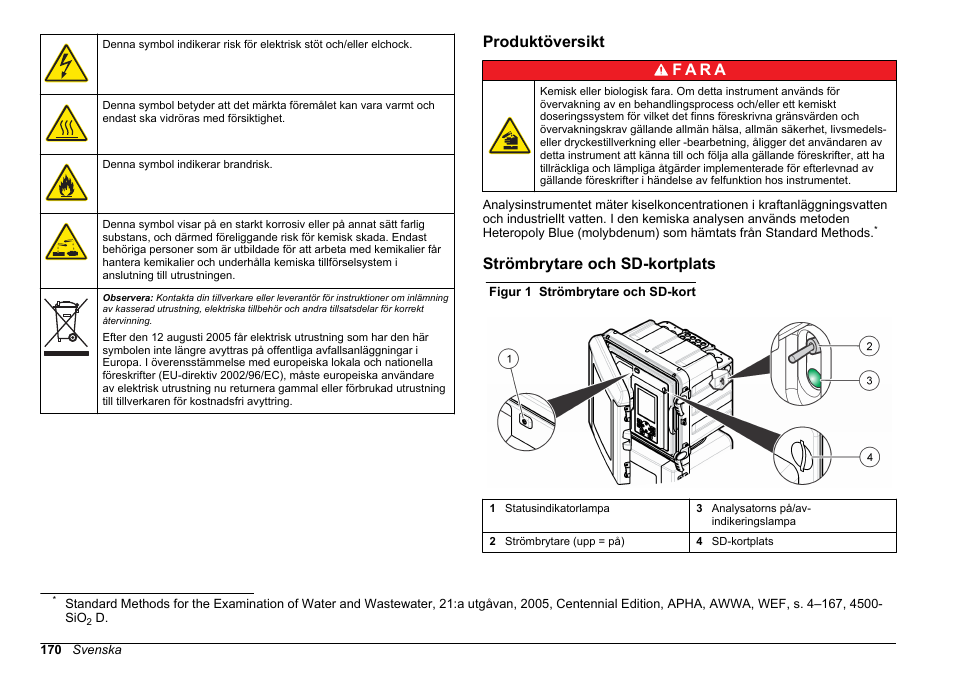 Produktöversikt, Strömbrytare och sd-kortplats | Hach-Lange HACH 5500 sc SiO2 Operations User Manual | Page 170 / 394