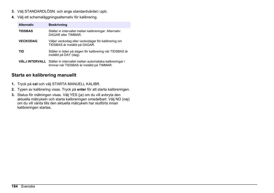 Starta en kalibrering manuellt | Hach-Lange HACH 5500 sc SiO2 Operations User Manual | Page 184 / 394