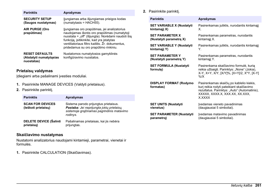 Prietaisų valdymas, Skaičiavimo nustatymas, Daugiau informacijos žr | Skaičiavimo, Nustatymas, Puslapyje 261 | Hach-Lange HACH 5500 sc SiO2 Operations User Manual | Page 261 / 394